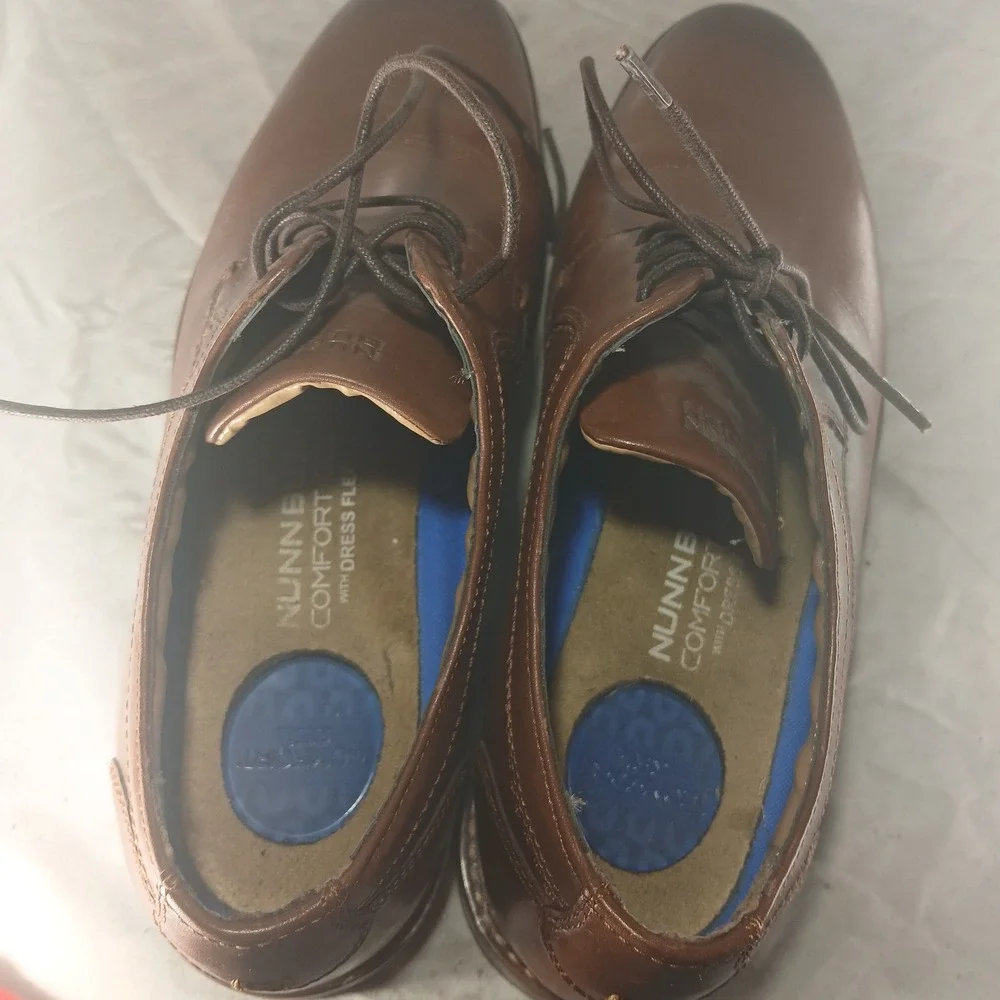 Nunn Bush Mens 10M Brown Leather Oxford‎ Dress Shoes Comfort Gel